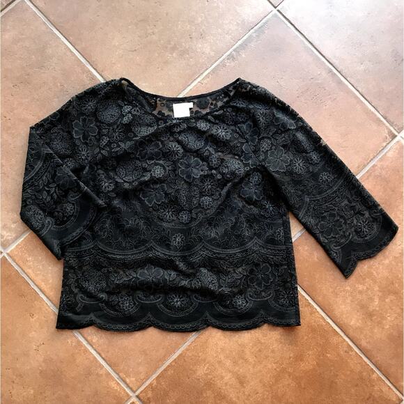 HD in Paris Mesh Popover Blouse with Lacey Pattern Overlay size 12 - Picture 12 of 12